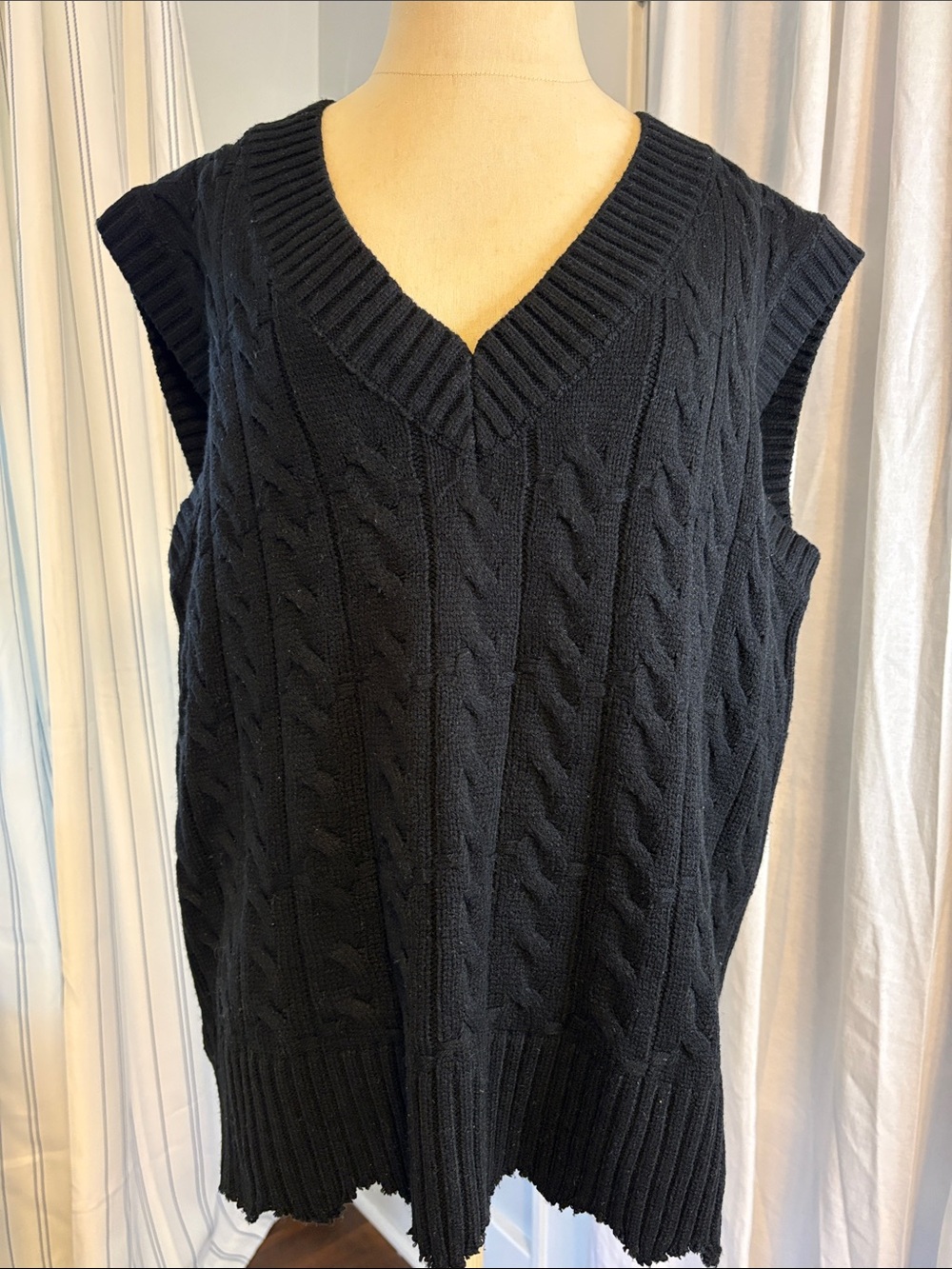 Princess Polly Black Cable Knit V-Neck Sweater Vest